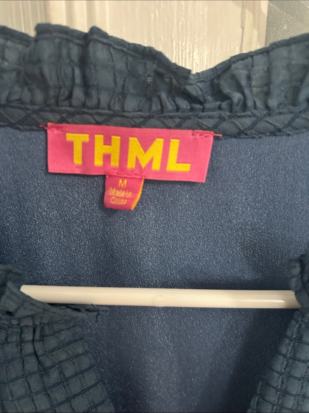 THML Navy Embroidered Puff-Sleeve Blouse - Picture 2 of 2